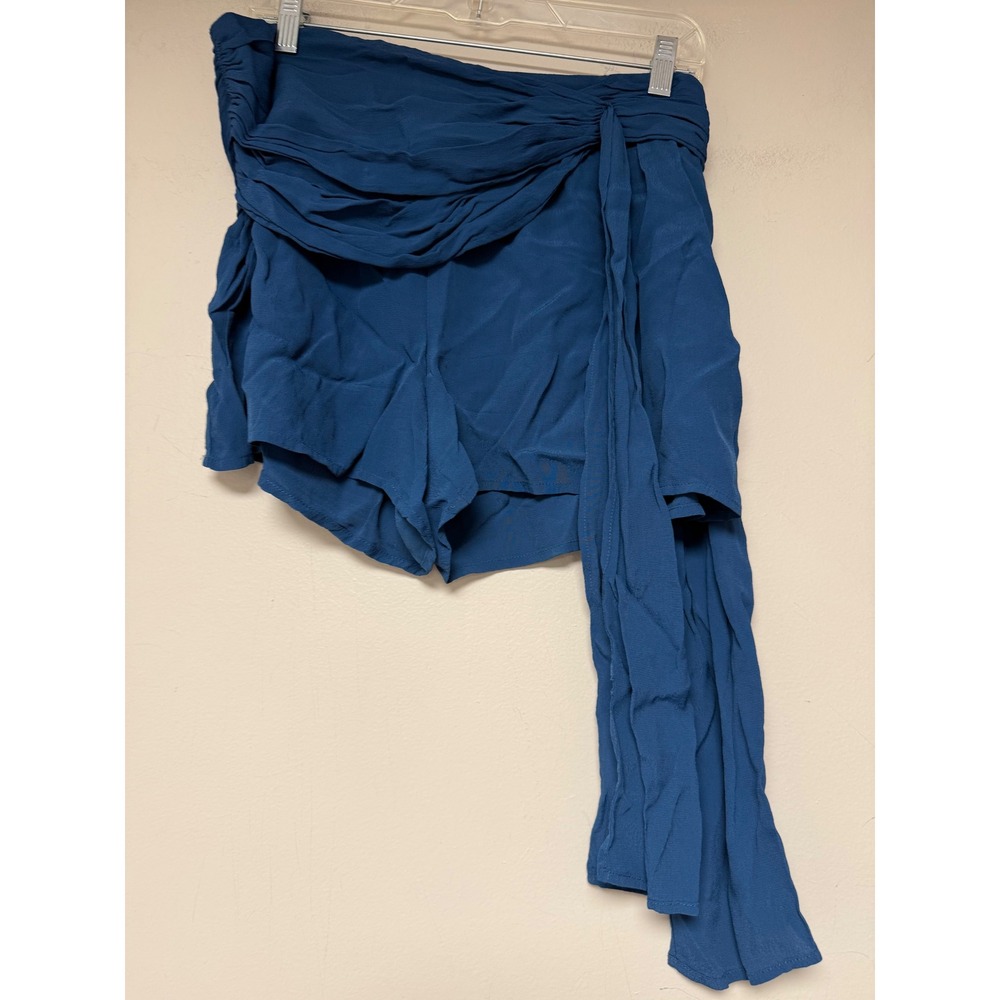 Free People Wrap Shorts Womens 6 Teal Blue Excellent Asymmetrical Draped Boho